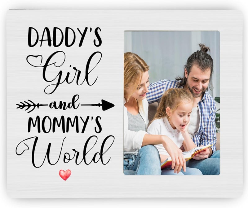 CAIFZ Daddy's Girl and Mommy's World Picture Frame, New Baby Photo Frame Gifts for Daughter, 4x6 inch Photo - Image 1